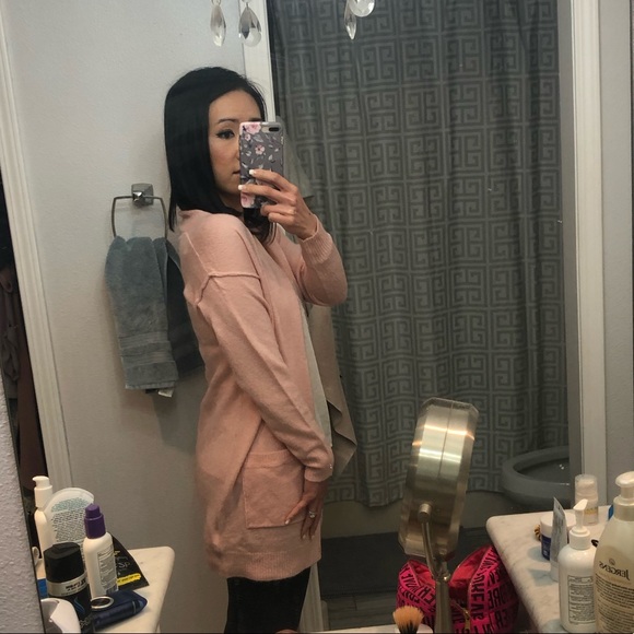 NWT! Open Front Pink Cardigan With Pockets - Picture 4 of 10